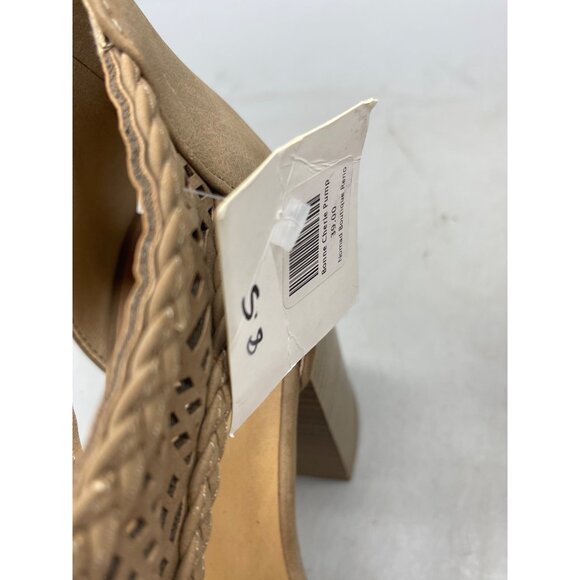 soda chunk high heel shoes open toed sides net brown size 8.5 back zip READ new - Picture 2 of 9